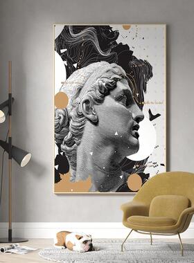 网红饰客厅落地装画巨大幅尺背景玄关啡业寸风人物艺术工大卫咖店