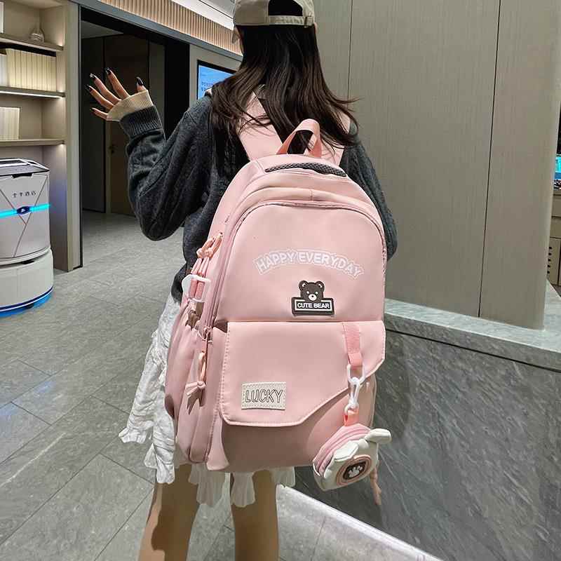 小众设计书包ins风可爱高中初中女孩双肩包简约大容量背包大学生