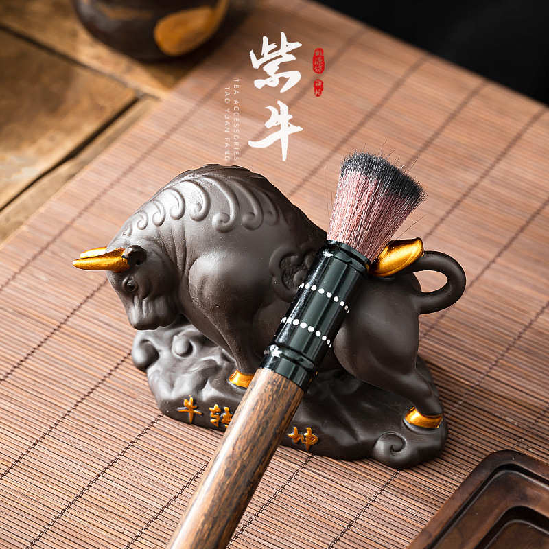 紫砂牛茶宠摆件精品可养扭转乾坤招财茶玩茶桌茶台茶具配件茶从宠