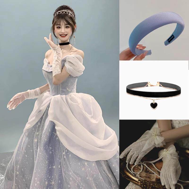 高档六白一雪公主裙灰姑cos娘冰雪奇缘爱莎艾安娜贝尔演出礼服装