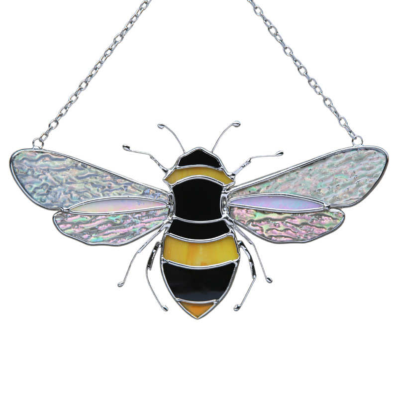 卡通自然可爱蜜蜂蝴蝶挂件彩色玻璃镶嵌工艺品装饰厂家直销