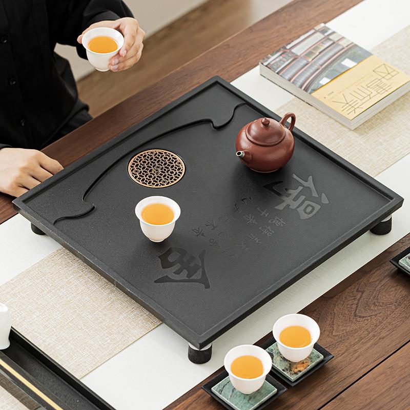 得嵌石舍英石茶盘整块家用公室桌面茶几JZS泡茶台单层简约可入办