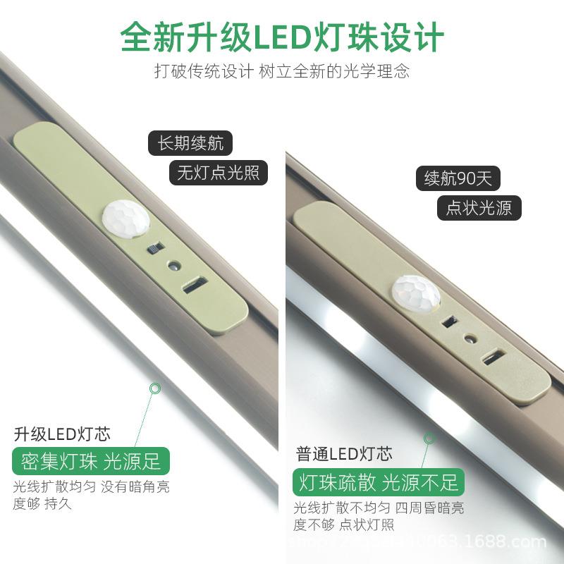 衣柜挂衣杆带灯感应led衣橱智能人体发光充电衣杆灯衣通杆感应灯