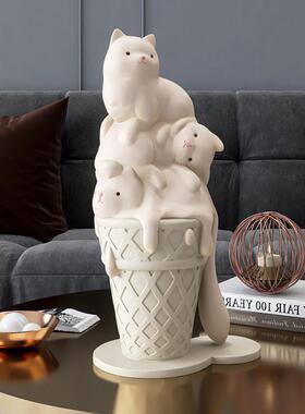 猫咪落地摆件客厅玄关大型沙发电视柜旁边迎宾奶茶店开业礼物贺礼