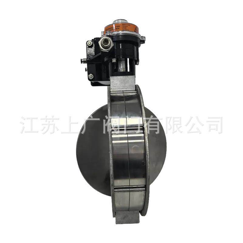 全不锈钢粉尘蝶阀气动不锈钢304板粉体蝶阀双法兰单法兰粉尘