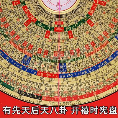 万兴集福堂先天后天八卦罗盘高精度专业初学8寸三元三合综合罗盘