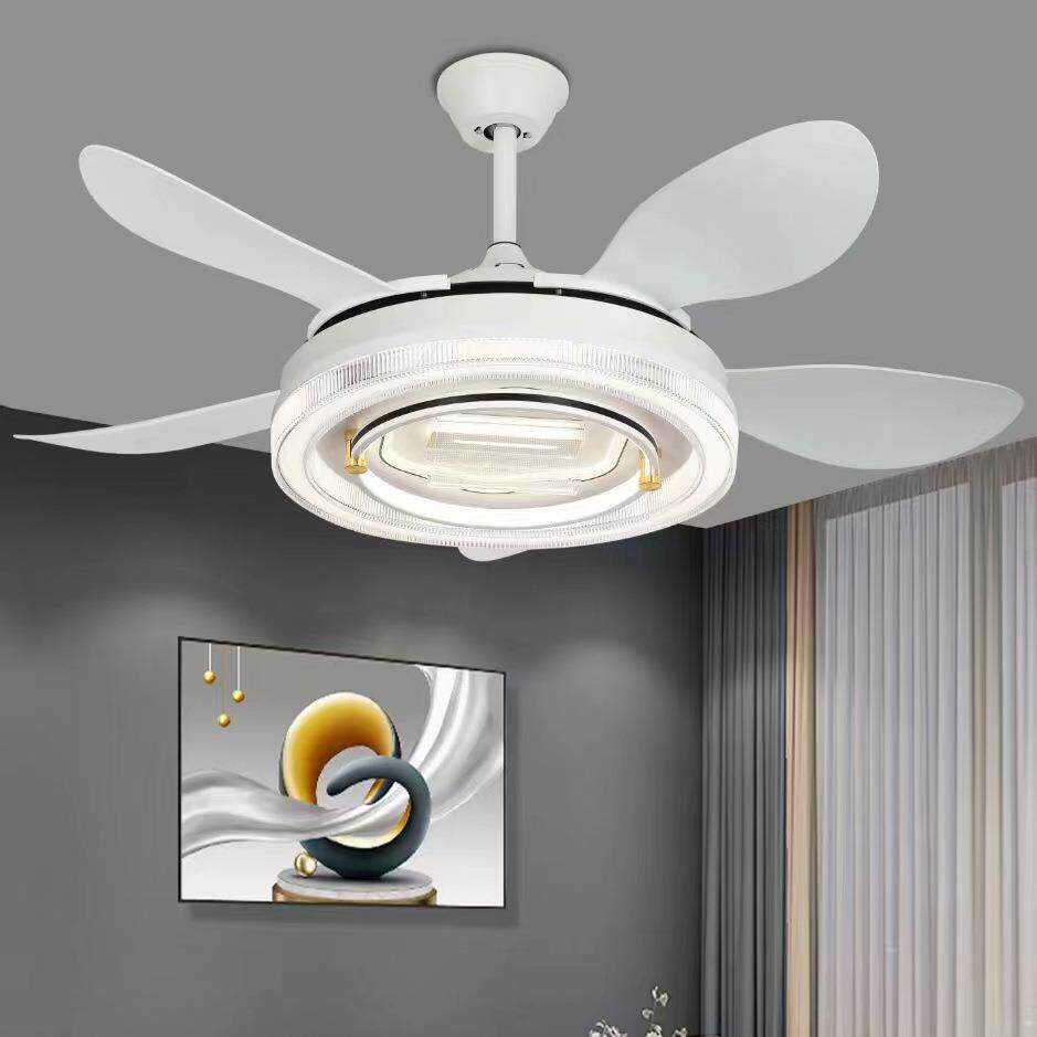 直叶风扇灯吊扇灯大风力餐厅卧室客厅家用四叶五叶追棒电风扇