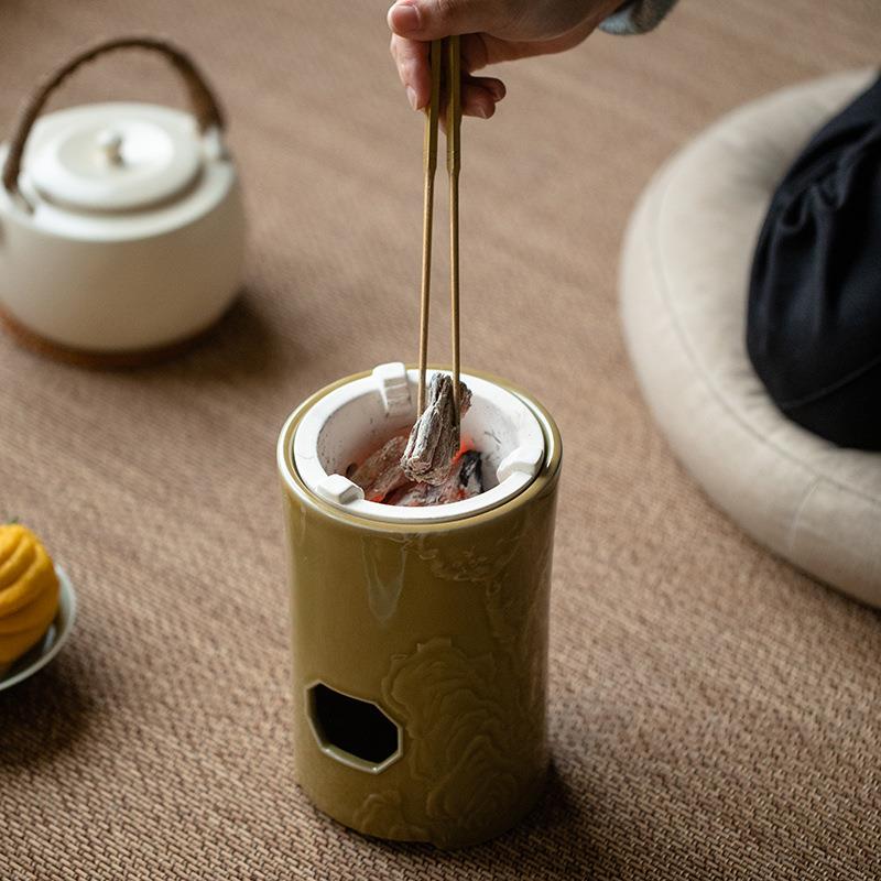 围炉夜话炭炉煮茶碳炉子烧炭炉大火炉风炉明火煮茶器提梁壶烧水壶