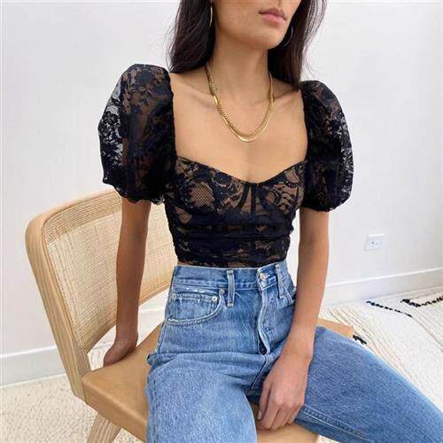 blouses dirndl white womens elegant neck square women for