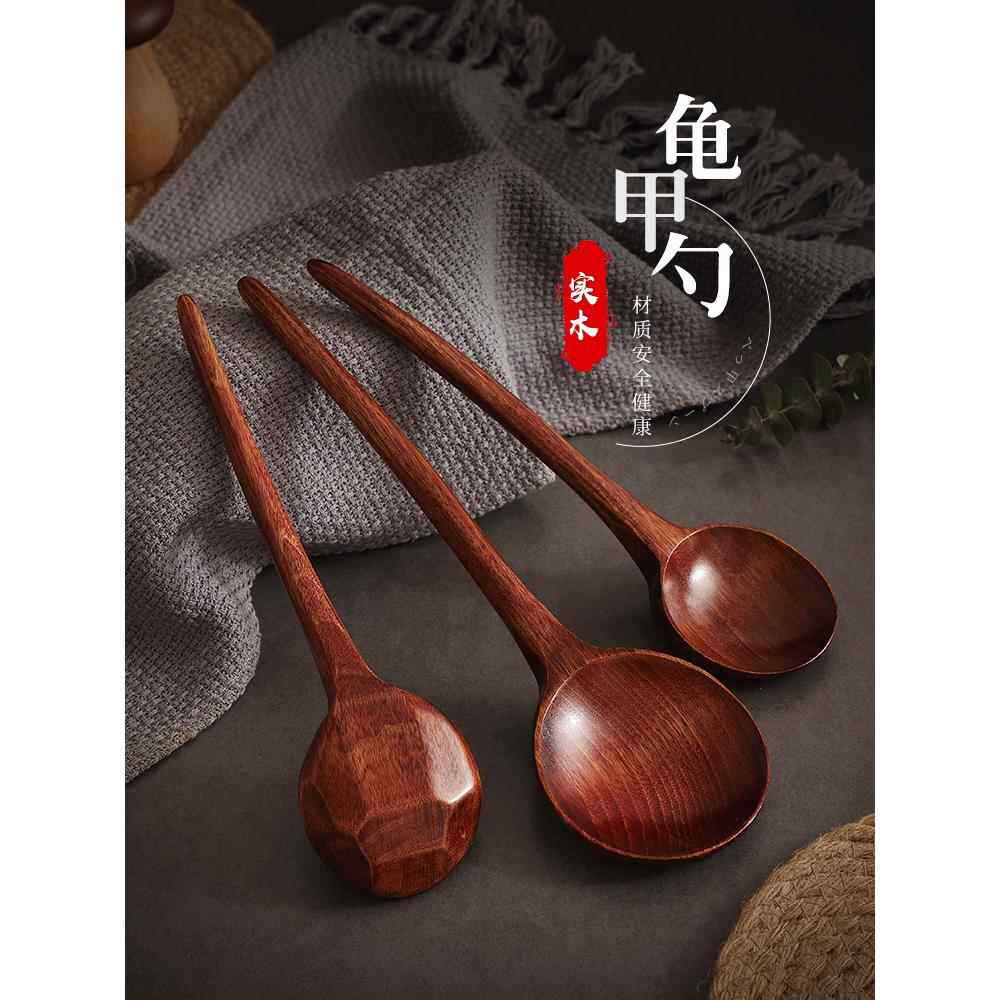 大汤勺拉面勺长柄木勺木质龟甲干饭勺吃播螺蛳粉勺木头勺子吃饭用