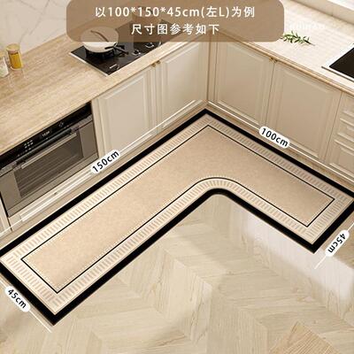 硅藻泥L型厨房地防水免防油耐脏脚垫子wCtK3527吸水厚垫可擦洗加