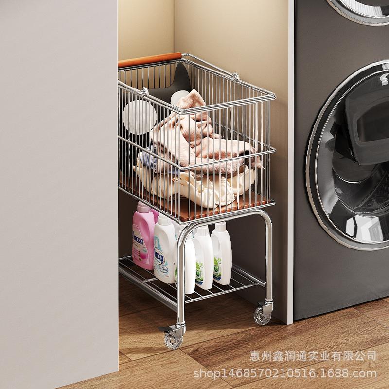 筐中风脏衣篓家用浴室服收纳洗衣篮子夹衣缝小推车ZGZYJ置物架日