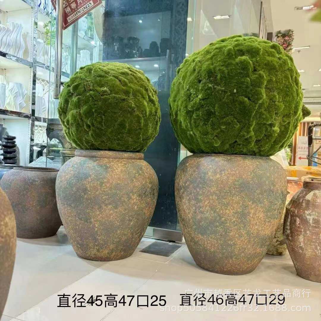 酒店装饰陶瓷复古插花器花瓶样板房民摆件新陶罐宿花别墅中式花盆