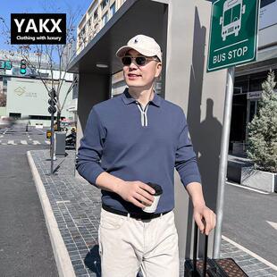 高端纯棉polo衫男士长袖T恤春秋季2026新款商务休闲春装上衣男款