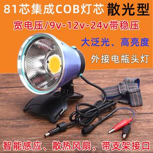 外接电瓶头灯12v强光散光王超亮大光斑钓鱼户外照水蛭蚂蟥抓鱼灯
