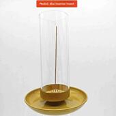 创意线香香座家用香炉室内檀香薰炉禅意摆件 玻璃防风罩圆盘香插