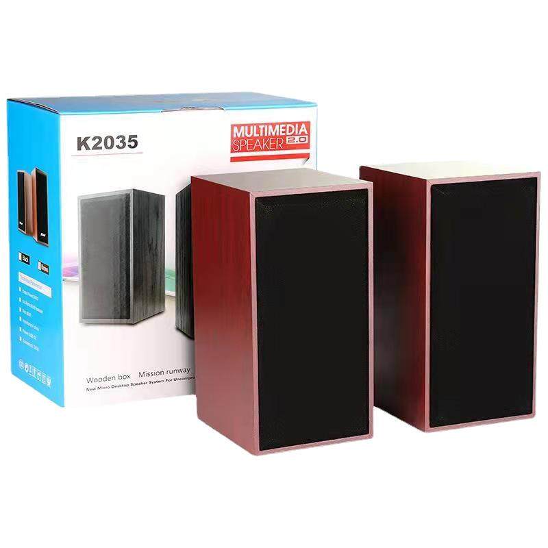 USB2.0木质音箱K2035低音炮立体环绕台式机笔记本电脑小音箱