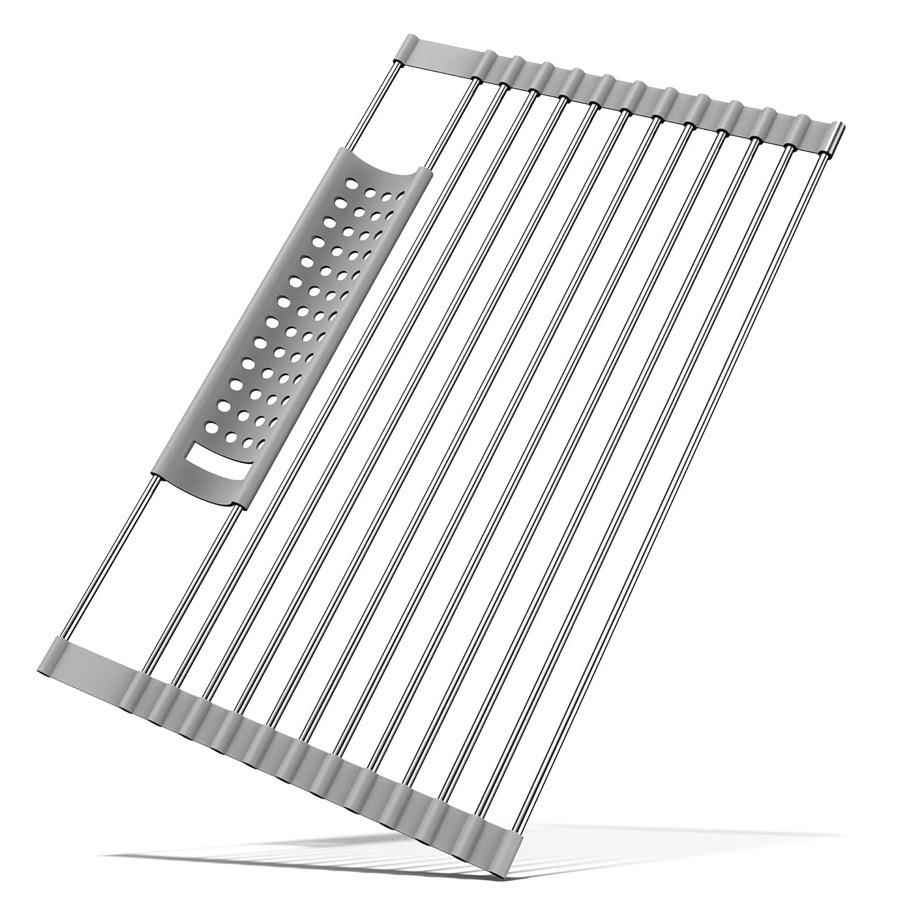 304不锈钢水槽卷帘滤水架厨房碗盘筷收纳置物架硅胶卷帘沥水架