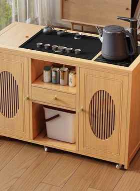 木动茶桌家水用小茶台烧水壶一体茶柜茶车66139阳台非实茶几茶移