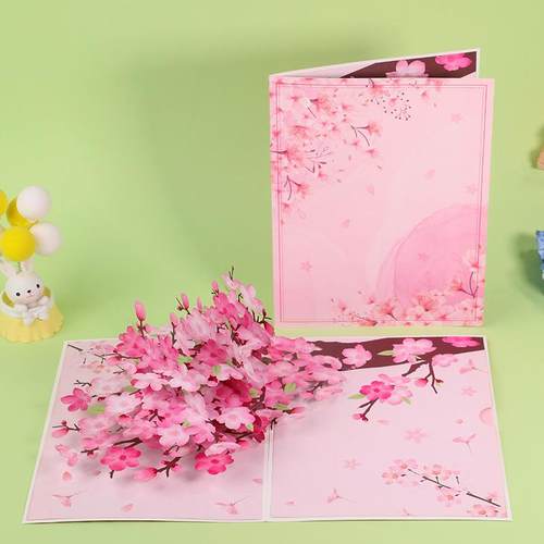 教师节立体贺卡桃花朵朵d纸雕手工感恩祝福留言亚马逊小卡片
