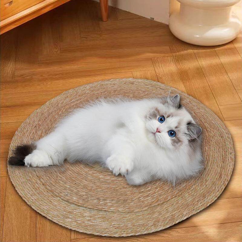 蒲草猫抓板大号磨爪猫玩具耐磨耐抓不掉屑抓盆一体猫窝藤编猫睡垫