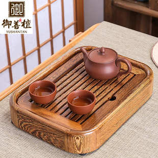 干泡台 家用黑檀实木小茶盘花梨简约办公室储水茶海胡桃木茶台日式