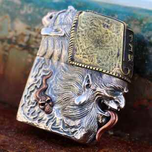 新款银黑白无常打火机复古霸工气一机见生财煤油银火手精雕砂纯轮