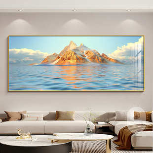 装饰画尺寸金山日照客厅沙发挂画大背靠聚财背景墙金山壁画山水画
