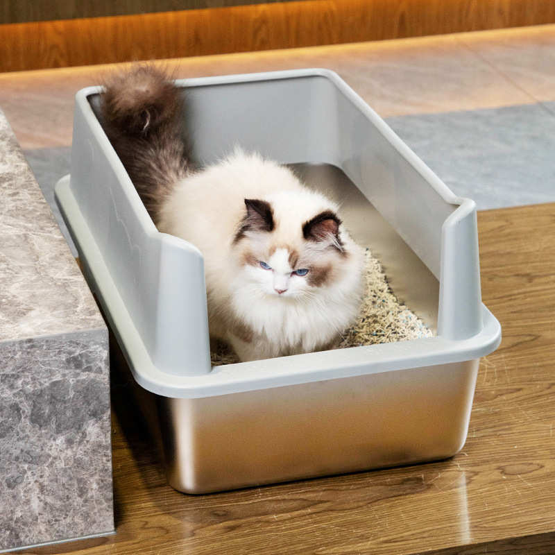 不锈钢猫砂盆超大号防外溅厕所胖猫半封闭猫砂铲式子宠物用品