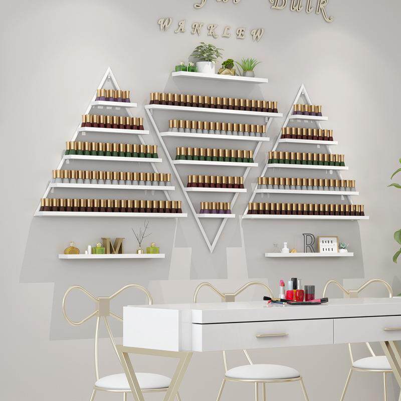 美甲店铁艺指甲油架子三角形美甲展示架壁挂墙面置物架甲油胶货架