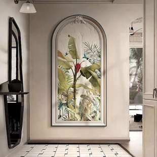 入户进门玄关画挂画新中式 抽象山水过道走廊画 鹿鹿高升好寓意竖版