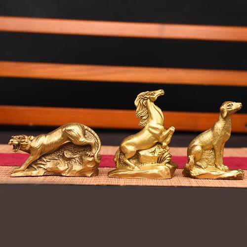 铜十二肖摆件全套狗鼠铜牛鸡KLD69229蛇生虎兔摆龙马羊猴猪工艺品