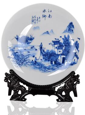 高档景德陶镇瓷器粉彩瓷盘现摆件代家居客厅创意艺品摆设工挂盘装