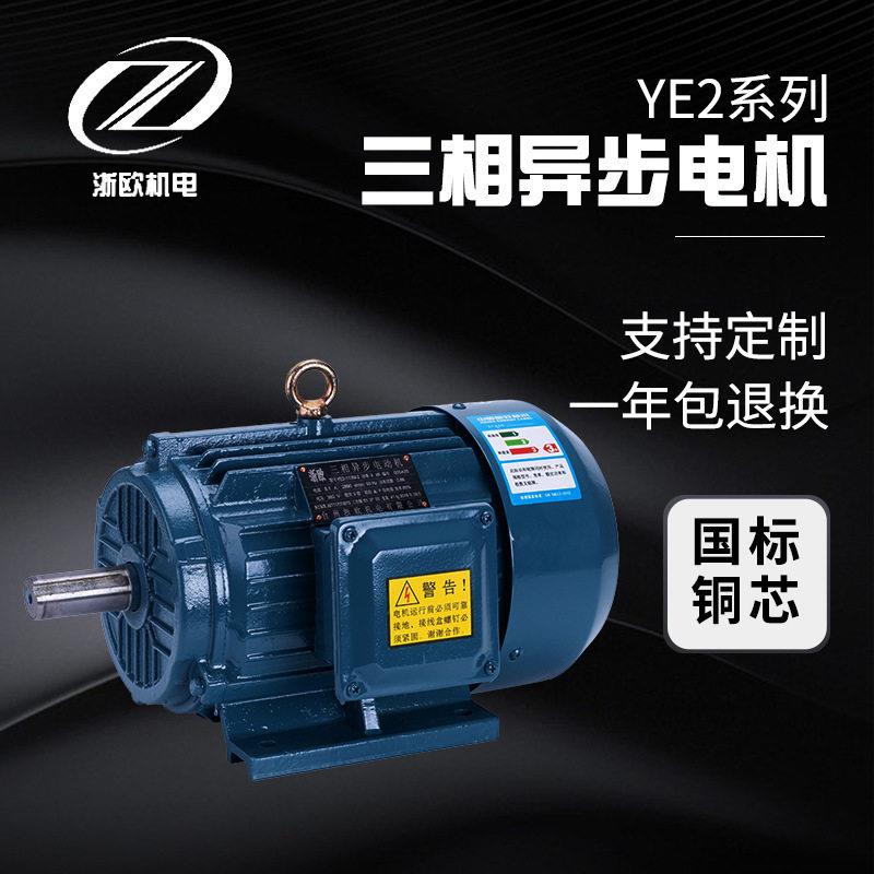 厂家直供三相异步电动机国标铜芯YE2四级380v0.75-75防爆卧式电机