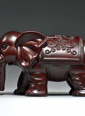 乌木雕刻吸水大象对实木装饰品为家庭客厅，电视，橱柜装饰工艺乔
