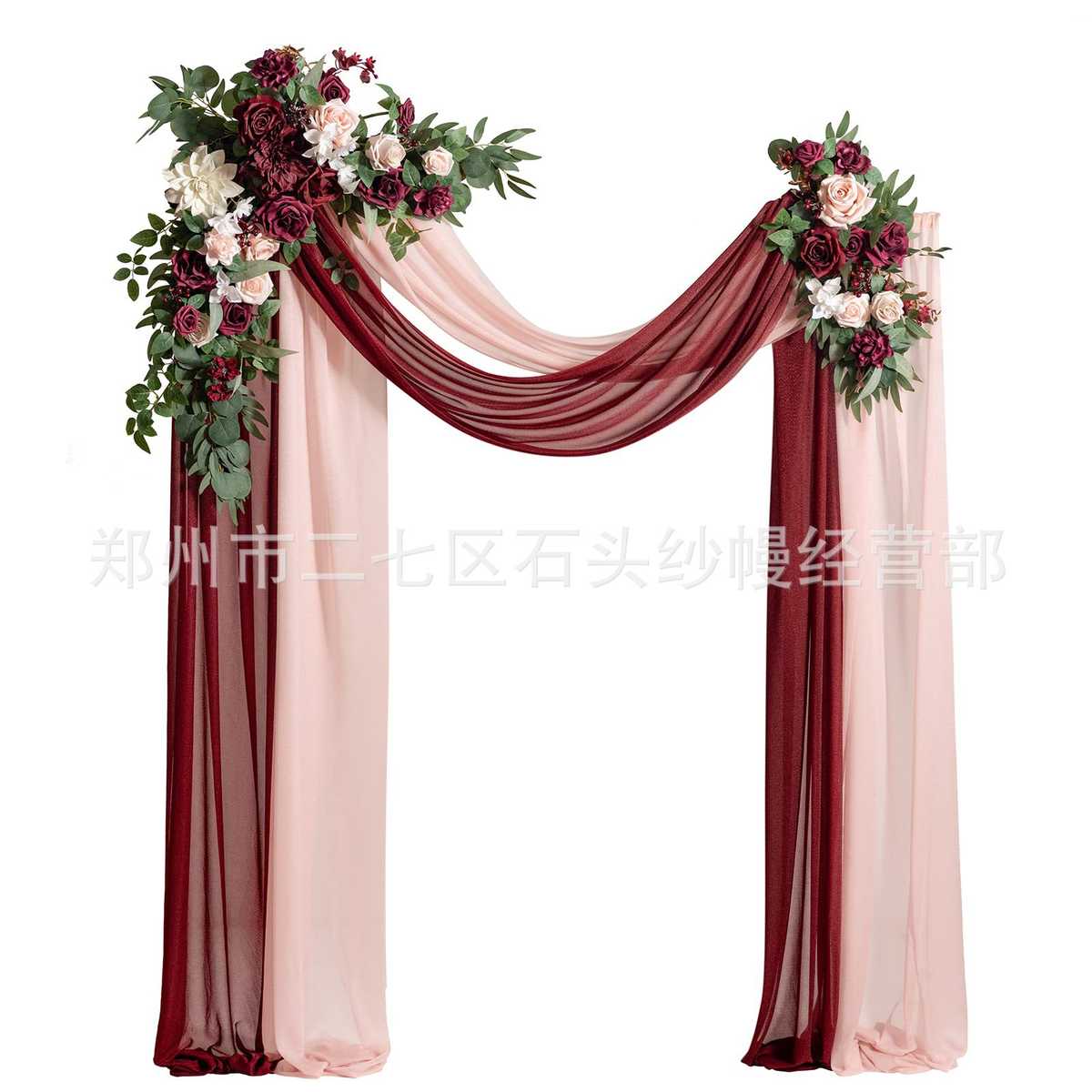 直供花幔四花装饰帷幔婚礼厂家仿真拱门纺布件套纱幔雪
