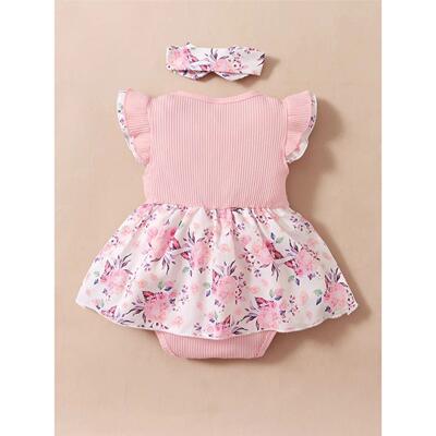 0-18 Months Baby Girl Floral Romper Dress Fly Sleeve Summer