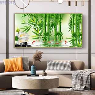 画墙壁竹林挂画客厅大简约现代装饰画竹子尺寸书房绿色办公室风景