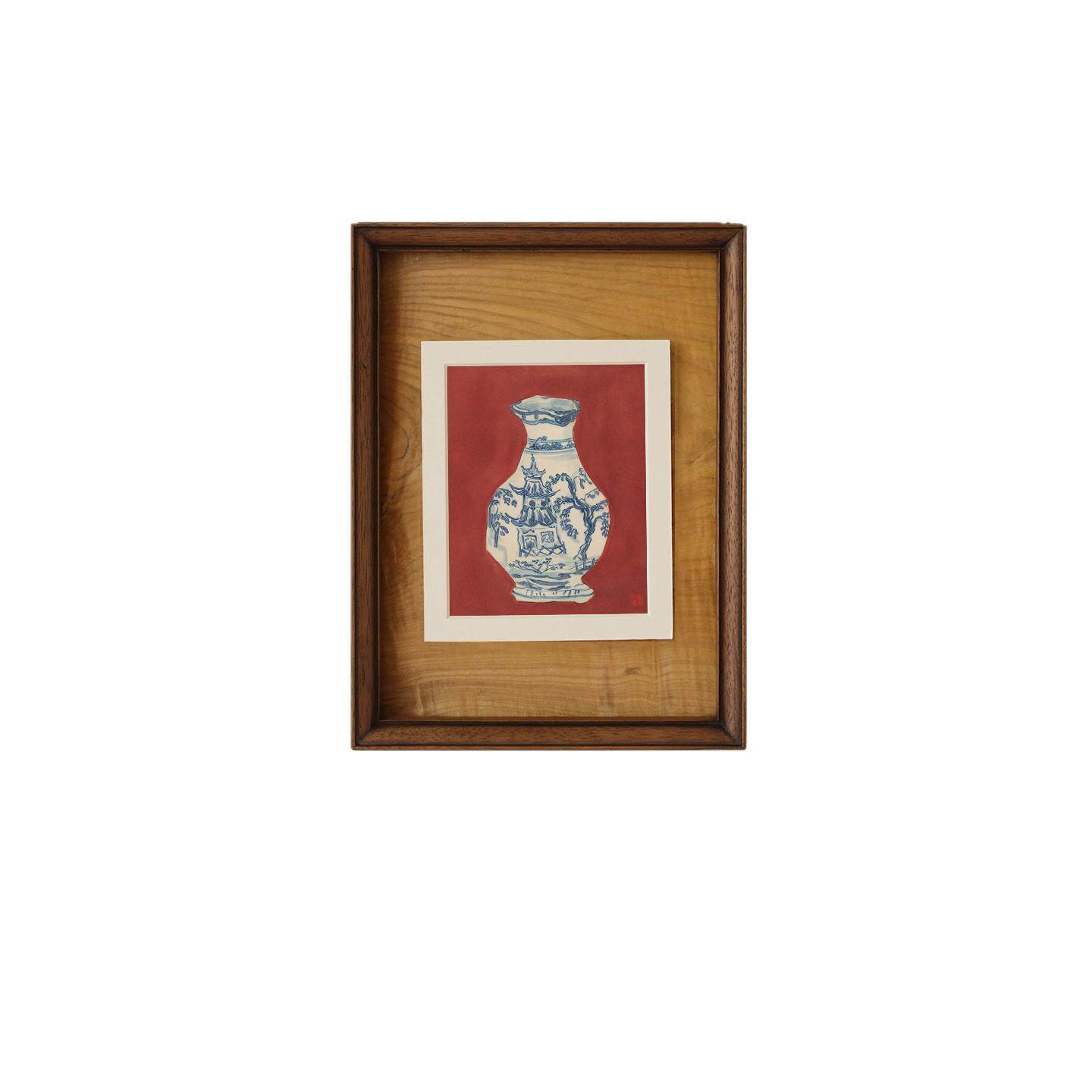 青花瓷玄关柜挂画客厅装饰画新中式抽象艺术画作客厅卧室背景墙画