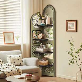 中古风轻奢转角柜高级感柜子置物柜客厅沙发装 饰搁板三角 饰架装