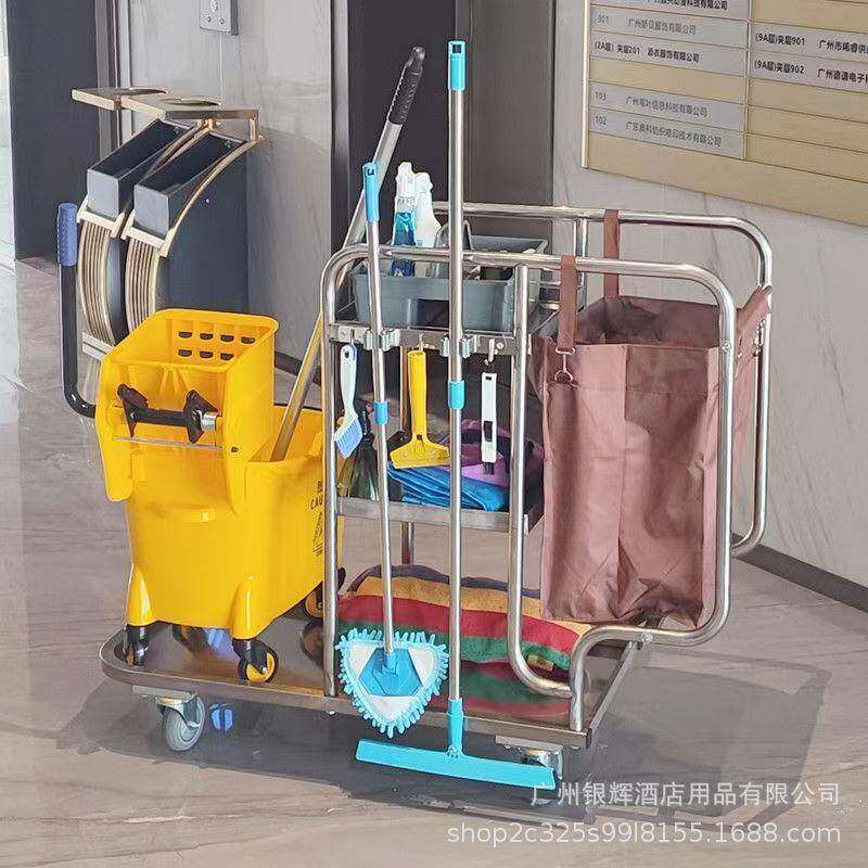 不锈钢保洁清车酒店客房推车布车手物业打草扫卫生洁车工具车250