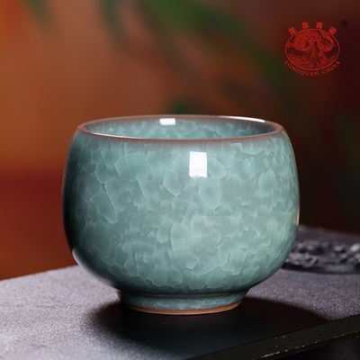 龙泉青瓷冰花主人杯单杯哥窑开片茶杯陶瓷品茗杯功夫茶具茶盏家用