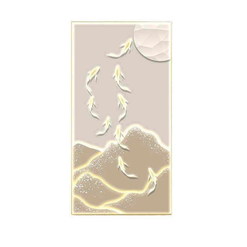 山水装饰画九鱼图客厅玄关画晶瓷走廊过道酒店公寓客厅壁画,家居饰品,现代装饰画,淘宝优惠券,粉丝福利购,淘宝优惠卷