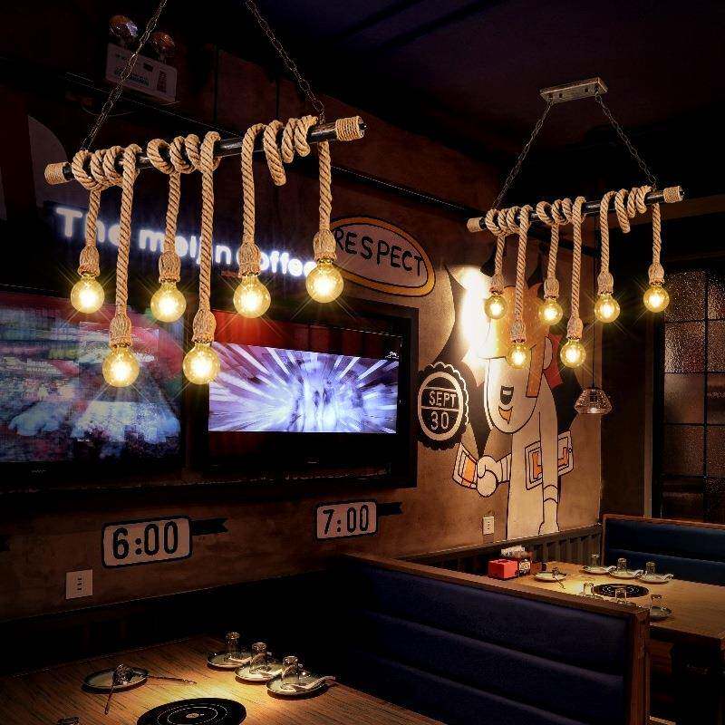 工业风火锅烧烤店创意装饰灯餐厅酒吧台服装店橱窗灯复古麻绳吊灯