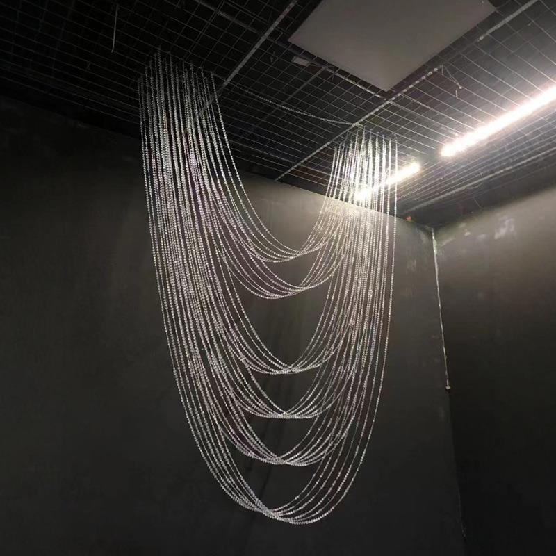 婚礼路引吊顶舞台背景装饰成品珠帘波浪挂件婚庆飞蝶珠串如初挂件