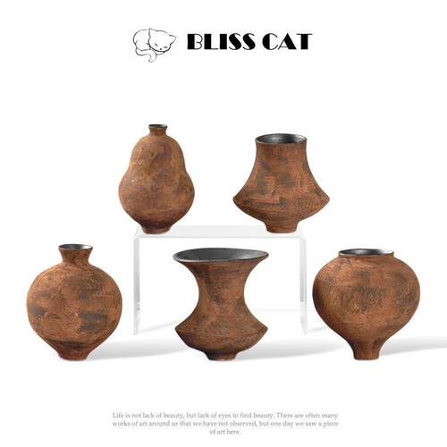 侘寂风中式景德镇白色水墨陶瓷花瓶样品屋展示中心酒店博古架客厅