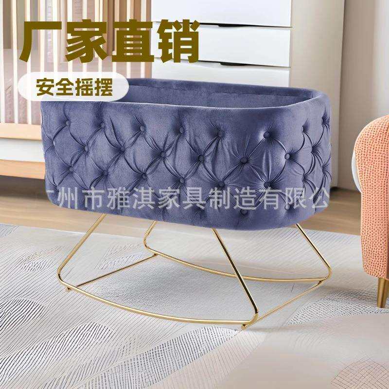 婴儿摇篮床摇床摇篮摇椅新生儿哄娃神器无油漆安全环保宝宝睡蓝