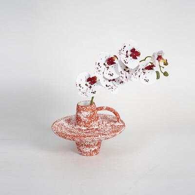红酒锈圆盘鹿花器寂梦VGP诧风复古店民宿陶瓷花瓶仿真花造型搭配