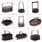 复古手工竹编果盘点心篮水果盘茶具收纳盒糕点筐日式 干果盘提手篮