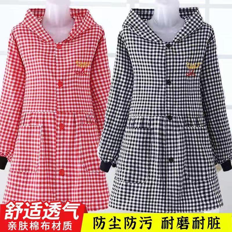 厂家围裙棉布柔软正穿长袖罩衣系扣款工作服厨房做饭围腰男款